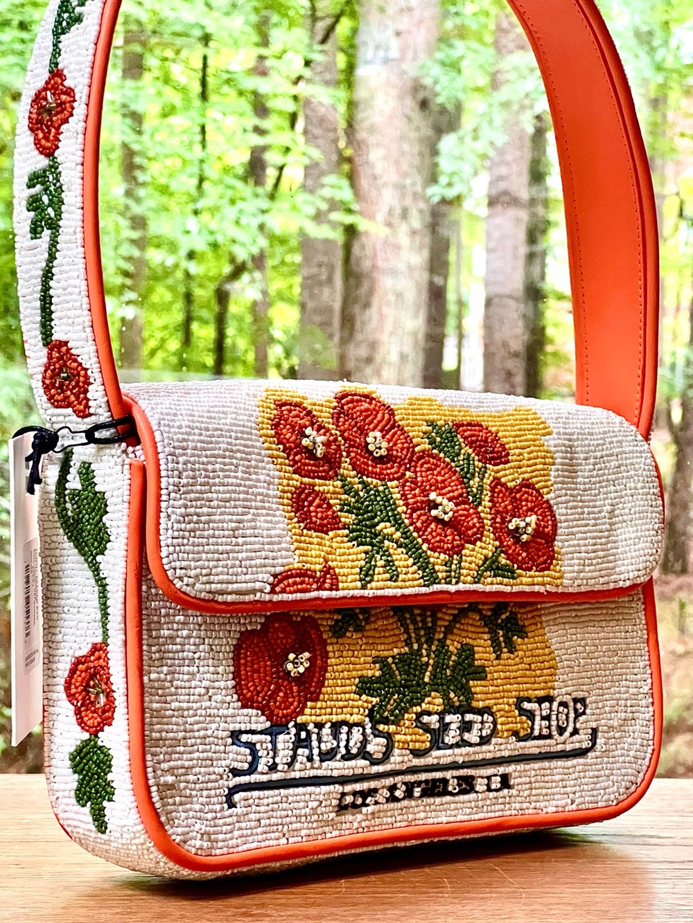 NWT Staud Beaded Tommy Shoulder Bag California Poppy 🌟Rare🌟 - Picture 2 of 16